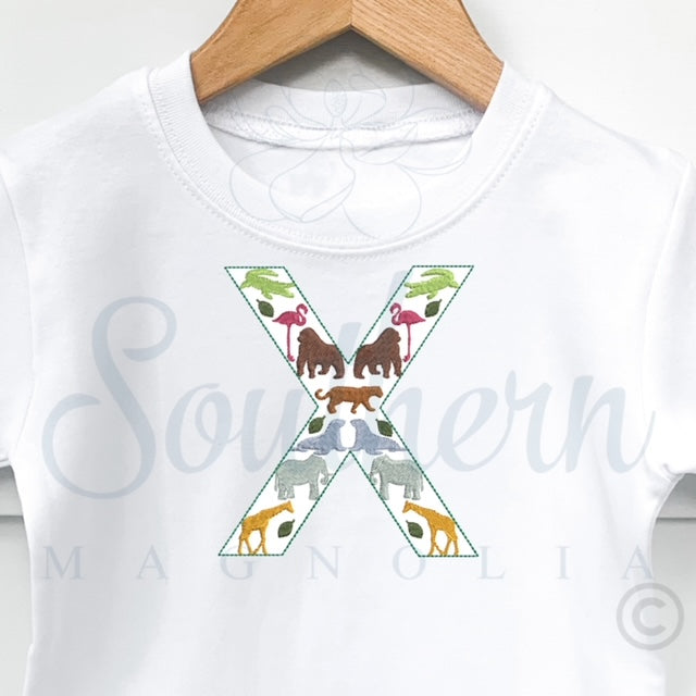 X Zoo Alphabet Embroidery Design