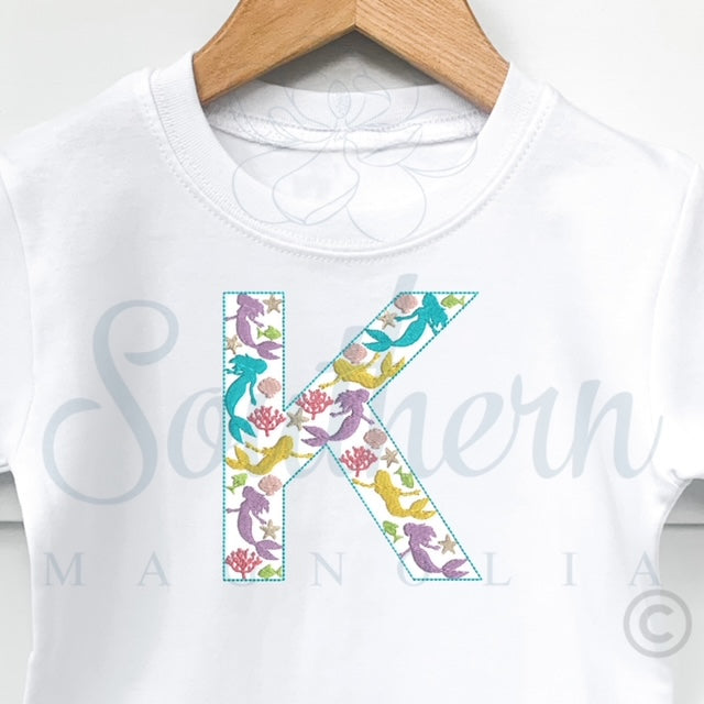 K Mermaid Alphabet Embroidery Design
