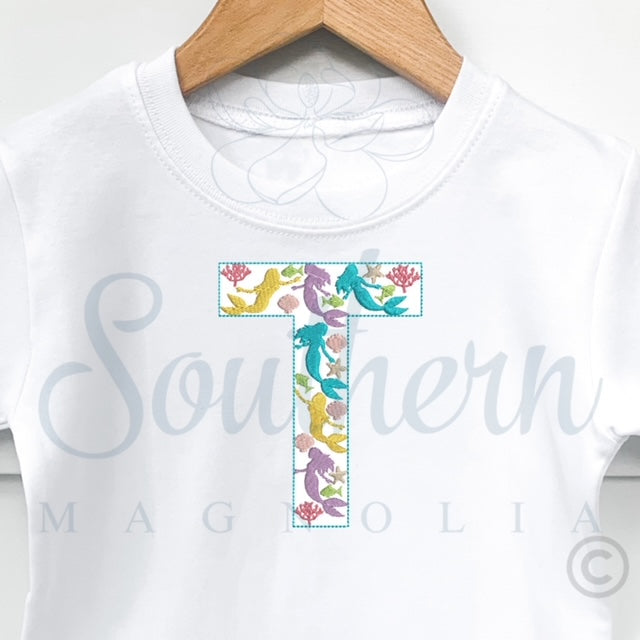T Mermaid Alphabet Embroidery Design