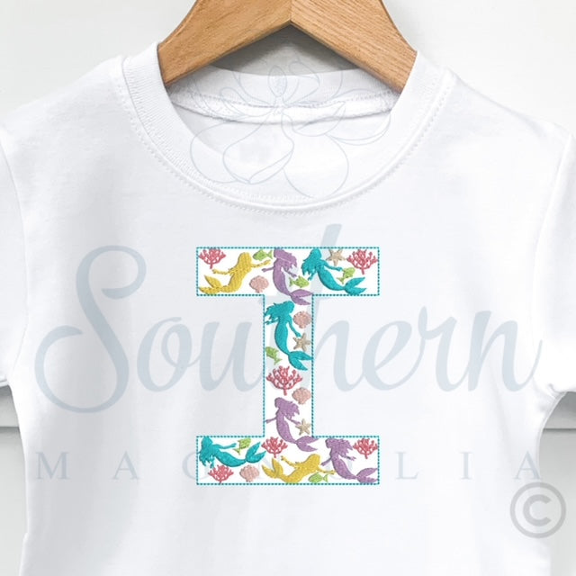 I Mermaid Alphabet Embroidery Design