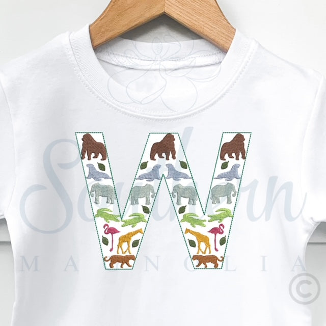 W Zoo Alphabet Embroidery Design