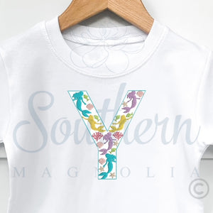 Y Mermaid Alphabet Embroidery Design