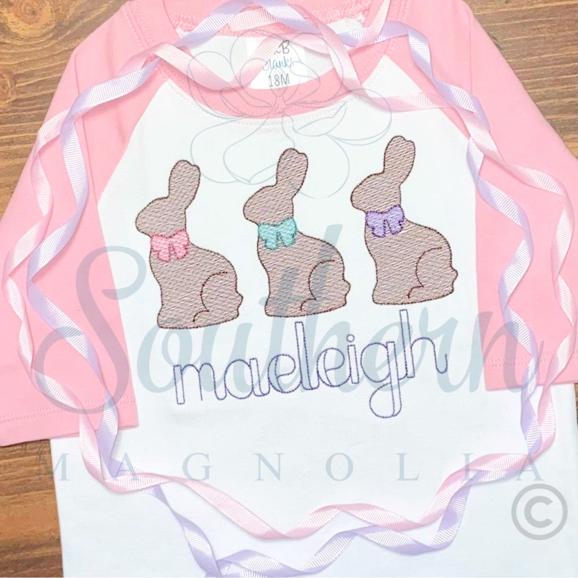 Chocolate Girl Bunnies Sketch Fill Embroidery Design