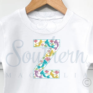 Z Mermaid Alphabet Embroidery Design