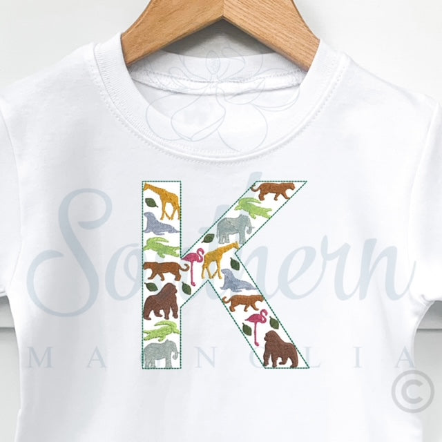 K Zoo Alphabet Embroidery Design