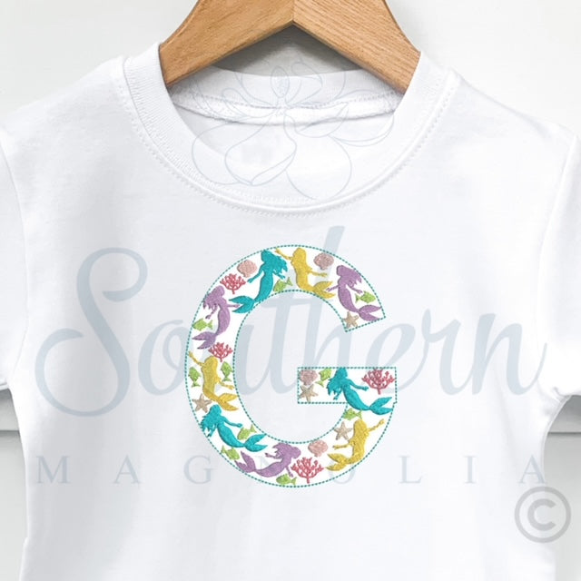 G Mermaid Alphabet Embroidery Design