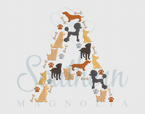 A Dog Solid Alphabet Embroidery Design