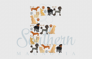 E Dog Detail Alphabet Embroidery Design