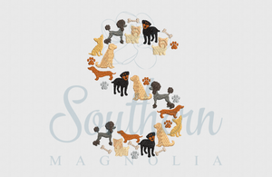 S Dog Detail Alphabet Embroidery Design