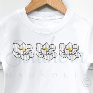 Magnolia Sketch Fill Trio Outline Embroidery Design