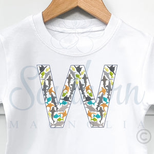 W Shark Alphabet Embroidery Design