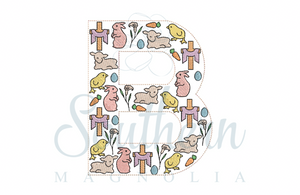 B Easter Alphabet Embroidery Design