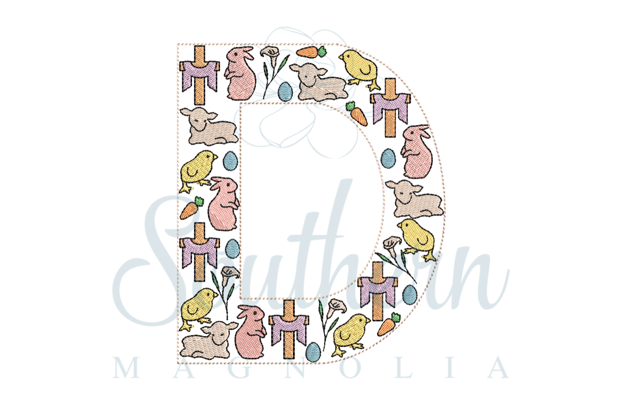 D Easter Alphabet Embroidery Design