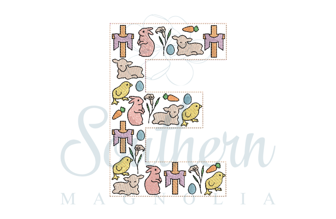 E Easter Alphabet Embroidery Design