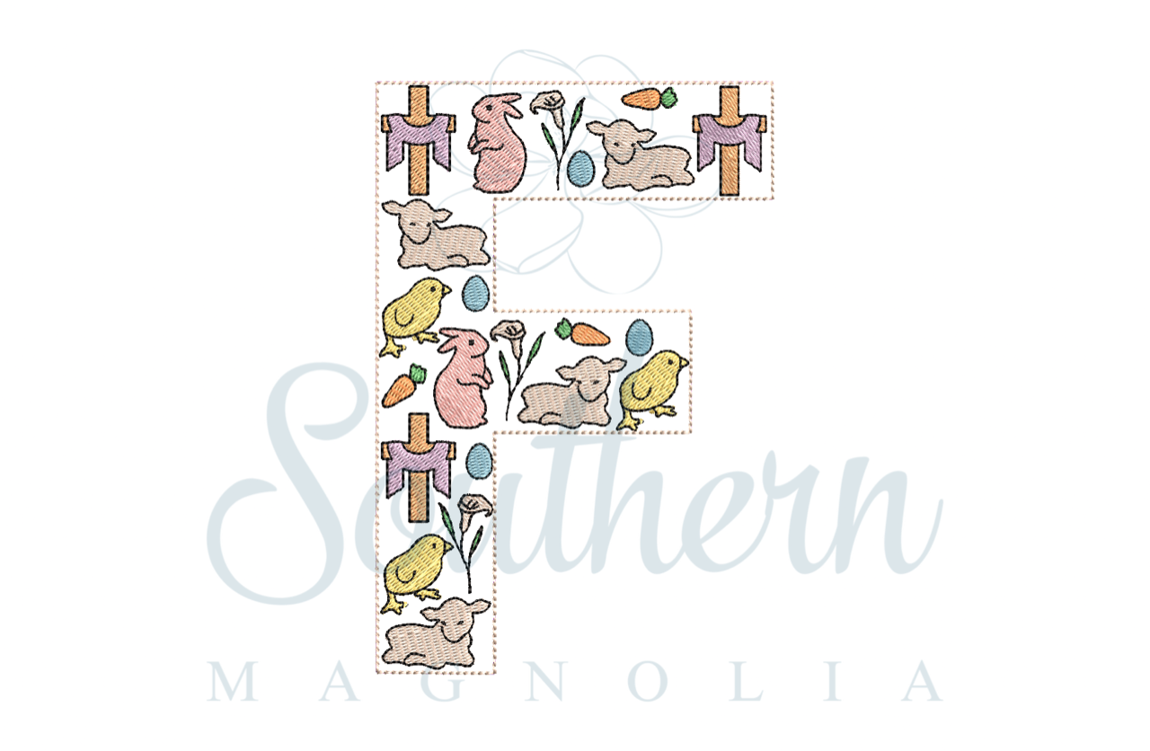 F Easter Alphabet Embroidery Design