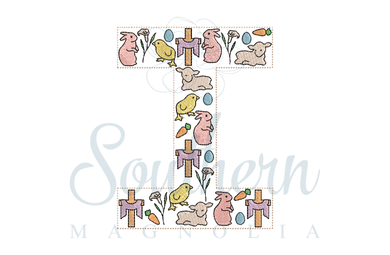 I Easter Alphabet Embroidery Design