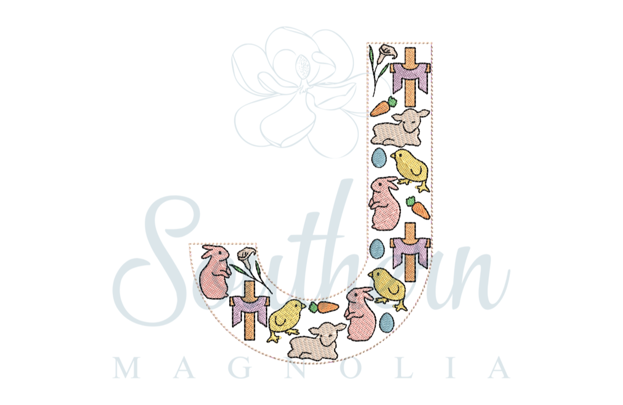 J Easter Alphabet Embroidery Design