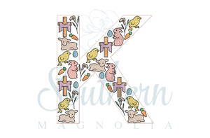 K Easter Alphabet Embroidery Design