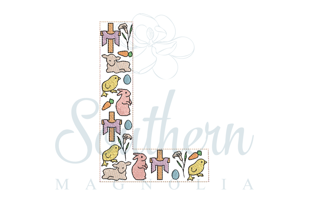 L Easter Alphabet Embroidery Design