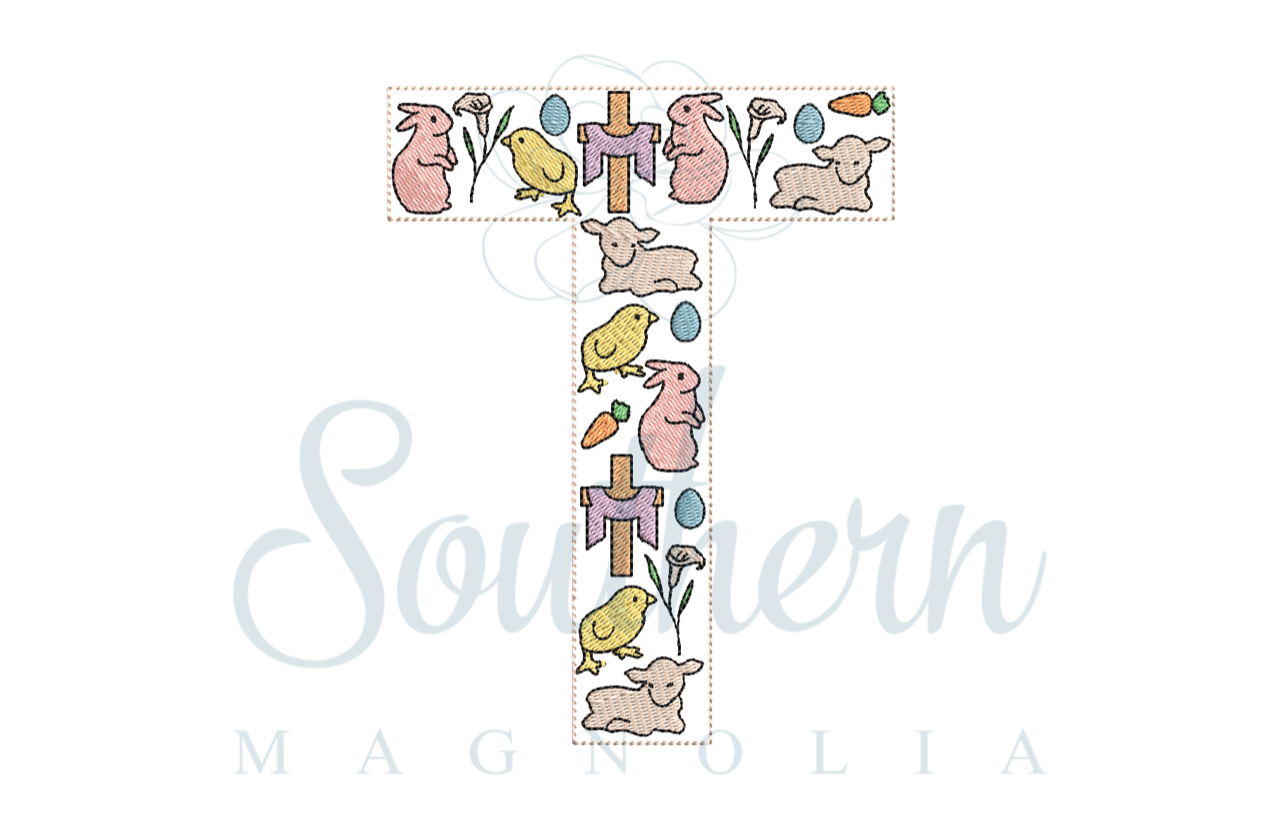 T Easter Alphabet Embroidery Design
