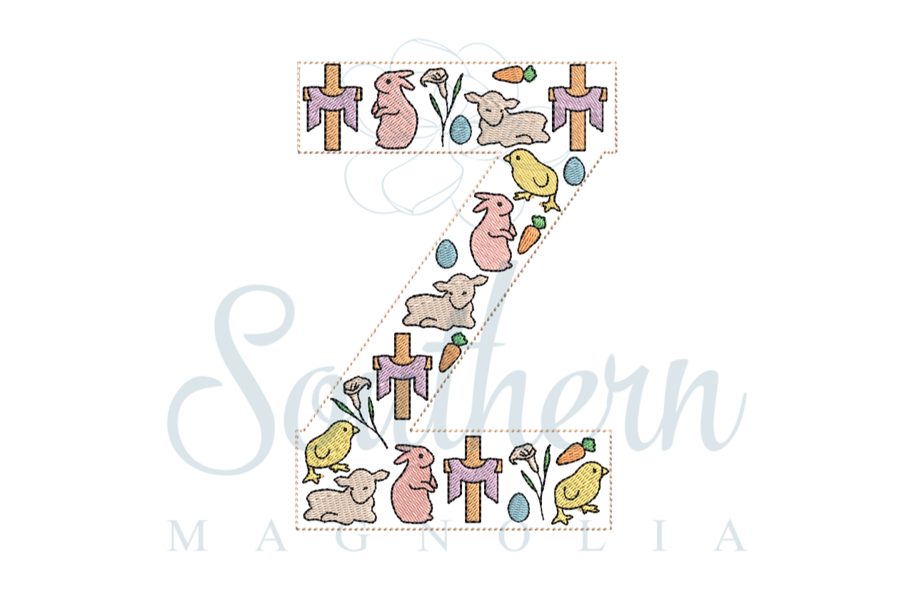 Z Easter Alphabet Embroidery Design
