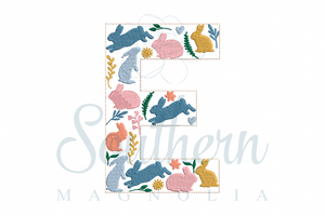 E Easter Floral Alphabet Embroidery Design