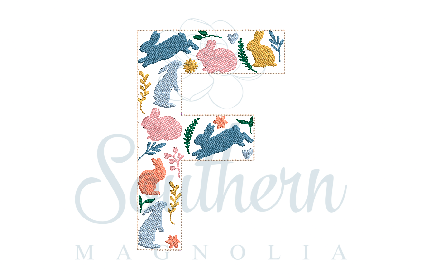 F Easter Floral Alphabet Embroidery Design