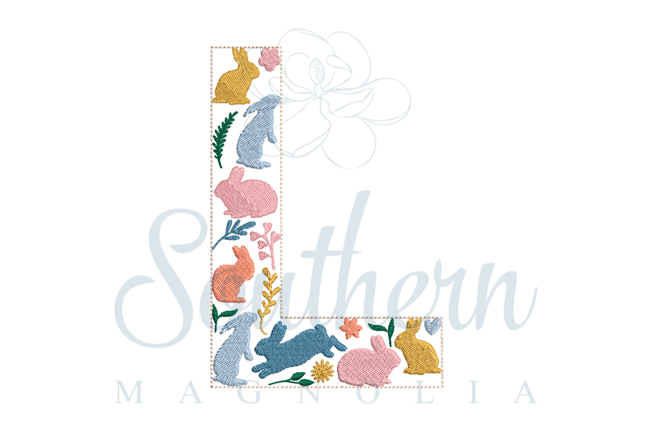 L Easter Floral Alphabet Embroidery Design