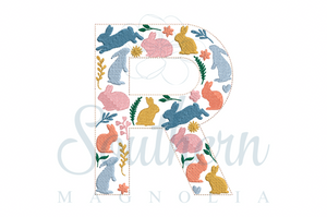 R Easter Floral Alphabet Embroidery Design