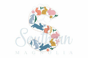 S Easter Floral Alphabet Embroidery Design