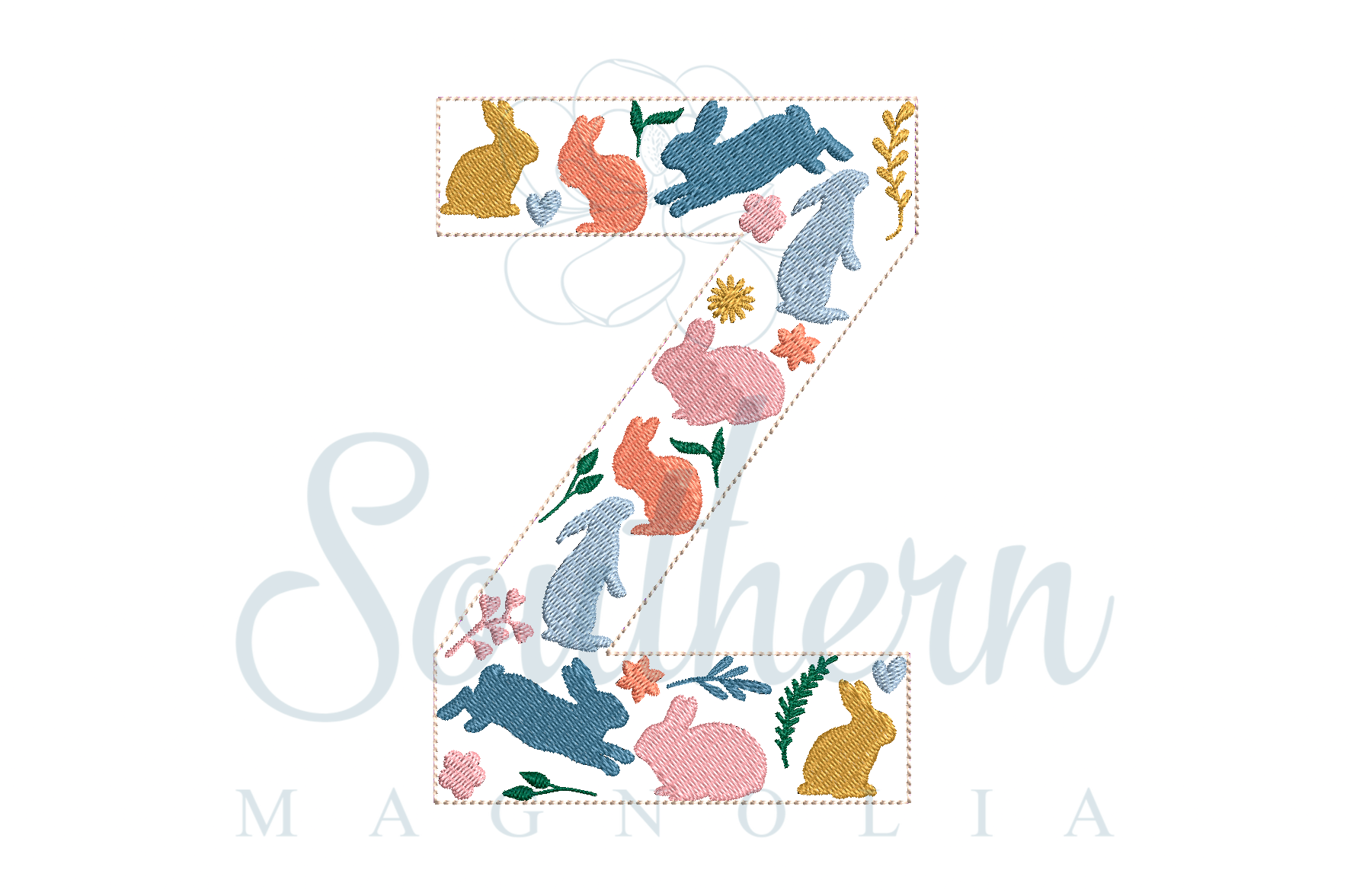Z Easter Floral Alphabet Embroidery Design