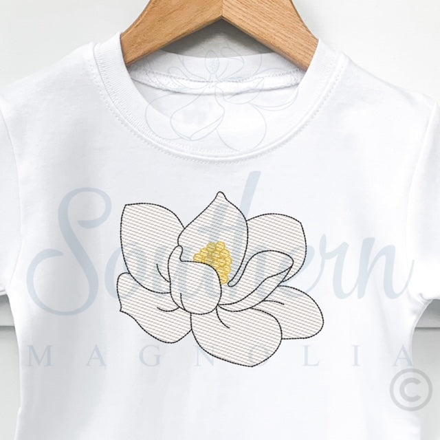 Magnolia Sketch Fill Embroidery Design