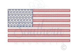 American Flag Motif Fill Embroidery Design