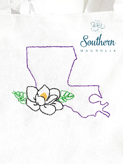 Louisiana Magnolia Outline Embroidery Design