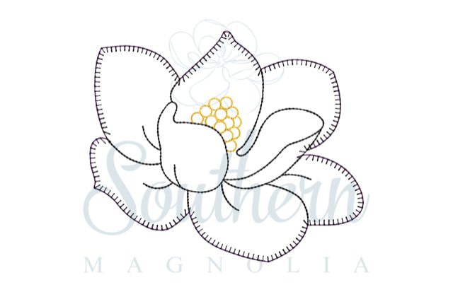 Magnolia Blanket Stitch Applique Embroidery Design