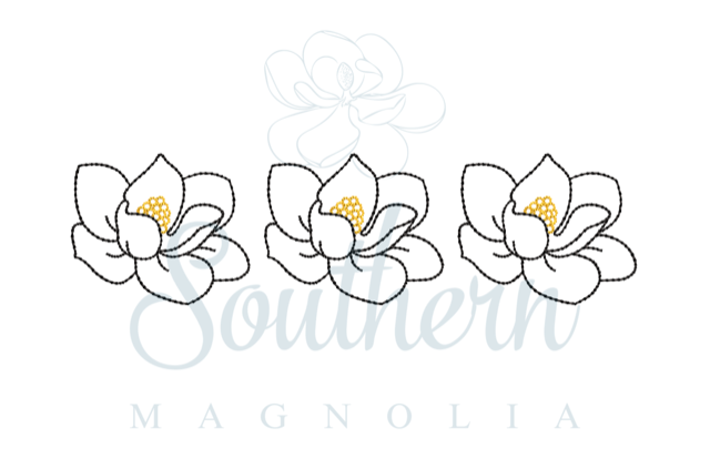 Magnolia Bean Stitch Trio Outline Embroidery Design