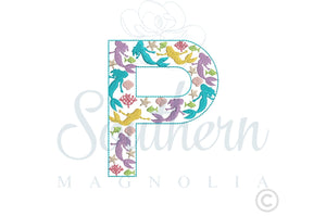 P Mermaid Alphabet Embroidery Design