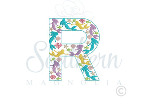 R Mermaid Alphabet Embroidery Design
