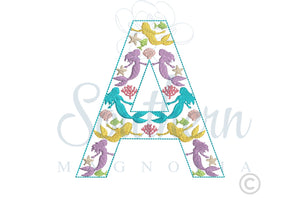 A Mermaid Alphabet Embroidery Design