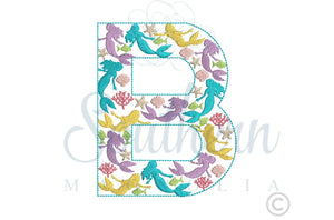 B Mermaid Alphabet Embroidery Design