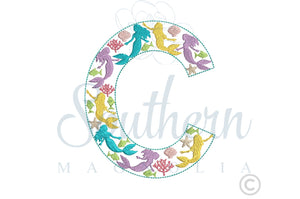 C Mermaid Alphabet Embroidery Design