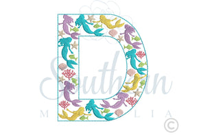 D Mermaid Alphabet Embroidery Design