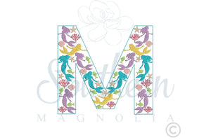 M Mermaid Alphabet Embroidery Design