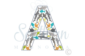 A Shark Alphabet Embroidery Design