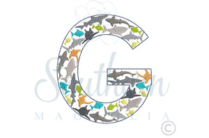 G Shark Alphabet Embroidery Design