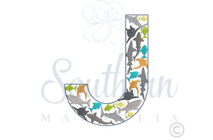 J Shark Alphabet Embroidery Design