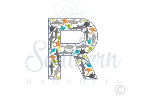 R Shark Alphabet Embroidery Design