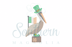 St. Patrick's Pelican Sketch Fill Machine Embroidery Design