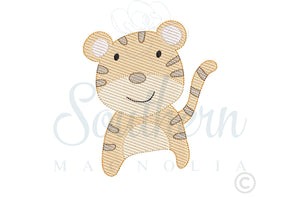 Tiger Cute Sketch Fill Embroidery Design