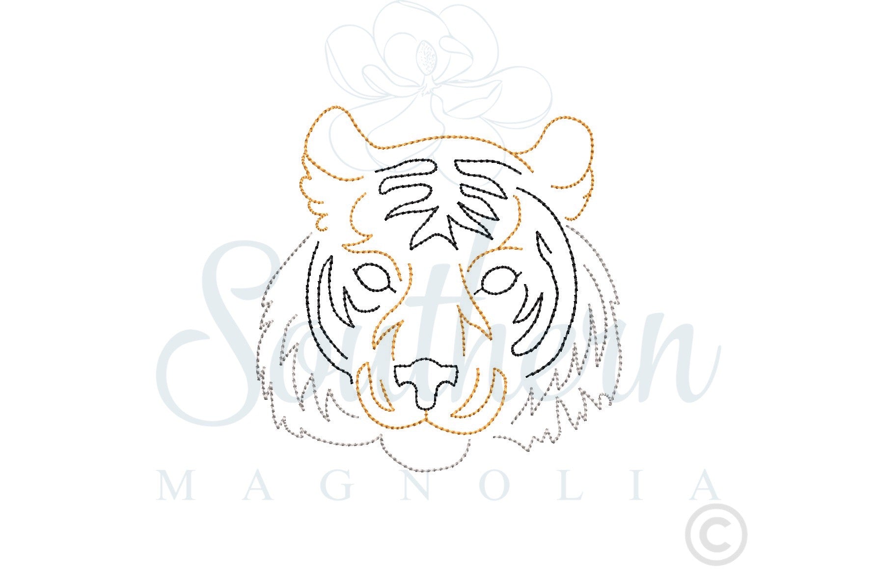 Tiger Head Bean Stitch Embroidery Design